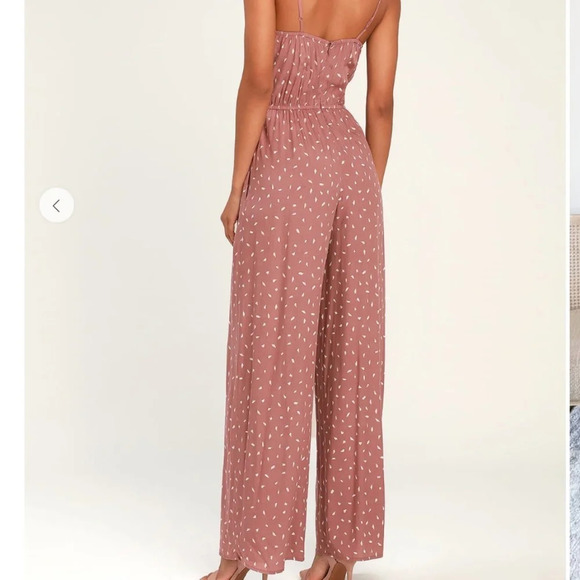 Lulus In Demand Mauve Print Sleeveless Wide Leg Spotted Jumpsuit Size Small NWT - Picture 3 of 7